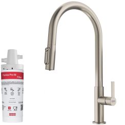 Set rubinetto da cucina Franke Maris Slim Clear Water J Pull-Out 120.0736.604, filtro sottolavello Franke Pro M Connect 150.0752.886