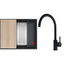 Set lavello in granito Franke Kanon 125.0749.664, rubinetto da cucina Franke Lina 115.0626.020
