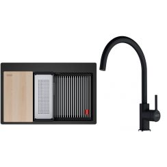 Set lavello in granito Franke Kanon 114.0749.644, rubinetto da cucina Franke Lina 115.0626.020