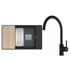 Set lavello in granito Franke Kanon 125.0749.670, rubinetto da cucina Franke Lina 115.0626.020