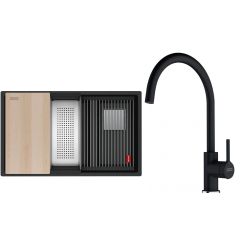 Set lavello in granito Franke Kanon 125.0749.680, rubinetto da cucina Franke Lina 115.0626.020