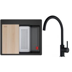 Set lavello in granito Franke Kanon 114.0749.560, rubinetto da cucina Franke Lina 115.0626.020