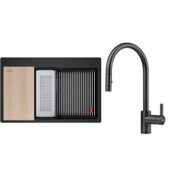 Set lavello in granito Franke Kanon 114.0749.644, rubinetto da cucina Franke Eos 115.0613.671