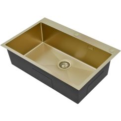 Ruvetti Masivo lavello con dispenser 76x50 cm oro 5002M_PVD_CH80_W