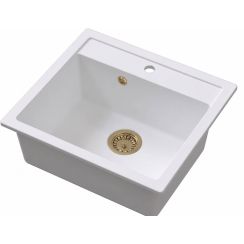 Ruvetti Ditto lavello in granito 56x51 cm bianco 3001D_WH60_W-PVDCH