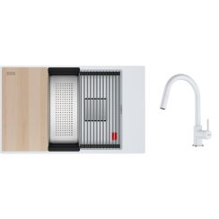 Set lavello in granito Franke Kanon 125.0749.665, rubinetto da cucina Franke Lina 115.0626.081