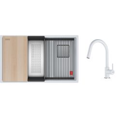 Set lavello in granito Franke Kanon 125.0749.675, rubinetto da cucina Franke Lina 115.0626.081