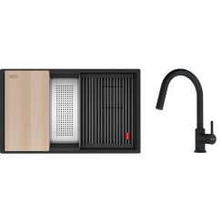 Set lavello in granito Franke Kanon 125.0749.682, rubinetto da cucina Franke Lina 115.0626.053