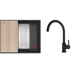Set lavello in granito Franke Kanon 125.0749.661, rubinetto da cucina Franke Lina 115.0626.019
