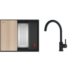 Set lavello in granito Franke Kanon 125.0749.662, rubinetto da cucina Franke Lina 115.0626.019