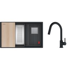 Set lavello in granito Franke Kanon 125.0749.681, rubinetto da cucina Franke Lina 115.0626.053