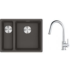 Set lavello in granito Franke Maris 125.0716.378, rubinetto da cucina Franke Lina 115.0693.229