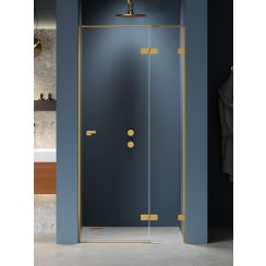 New Trendy Eventa Gold Brushed porta doccia 110 cm a battente oro spazzolata/vetro trasparente EXK-8230