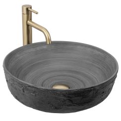Rea Babilon lavabo 42x42 cm rotonda da appoggio grigio/pietra opaca REA-U5417