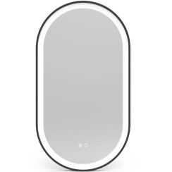 LaVita Leto specchio 90x50 cm ovale con illuminazione con tappetino riscaldante nero 5900378341024