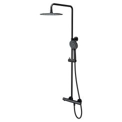 Cersanit Virgo set doccia a parete con termostato con soffione nero S522-098