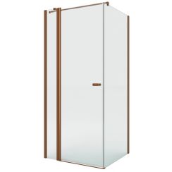 New Trendy New Soleo Copper Brushed box doccia 90x80 cm rettangolare rame spazzolata/vetro trasparente K-4380-WP
