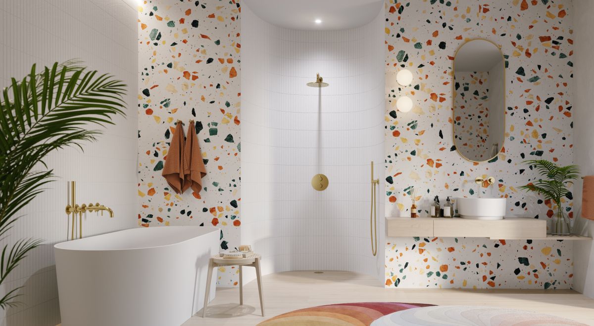 Terrazzo veneziano e oro in un arredamento moderno