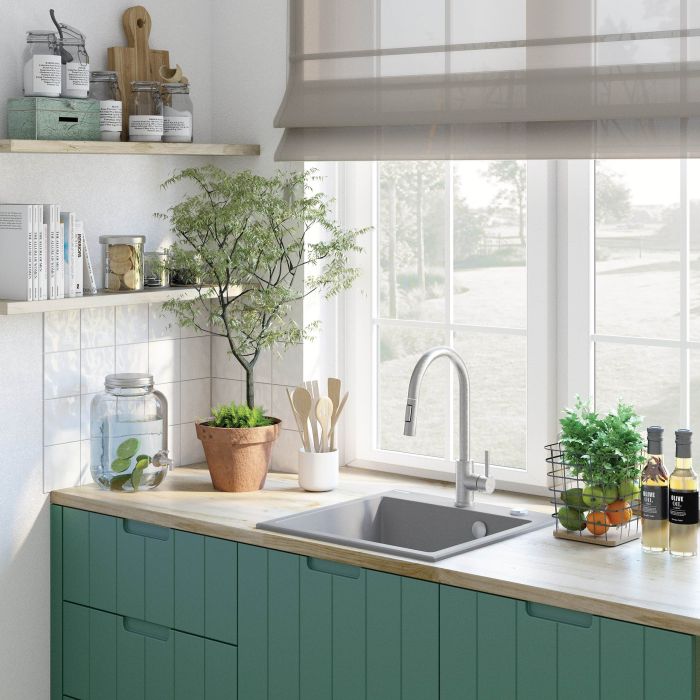 Cucina minimalista in armonia con la natura