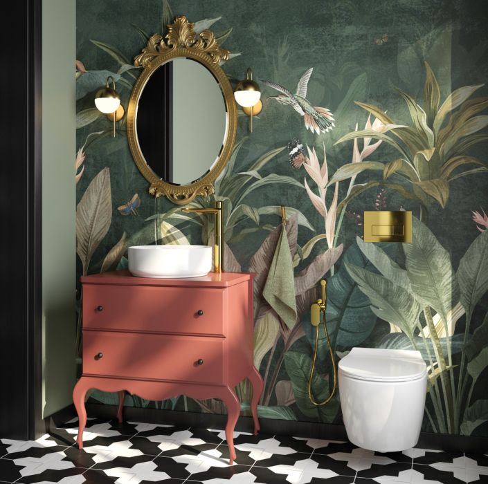 Bagno in stile retrò con motivo vegetale