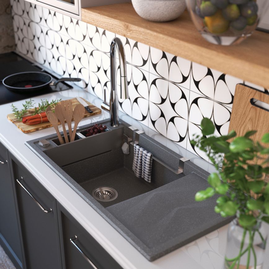 tmav&yacute; kuchyňsk&yacute; dřez